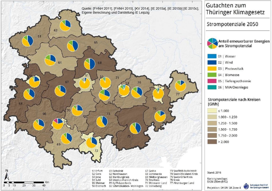 Erneuerbare Strompotenziale nach Kreisen in Thüringen Erneuerbare Strompotenziale nach Kreisen in Thüringen